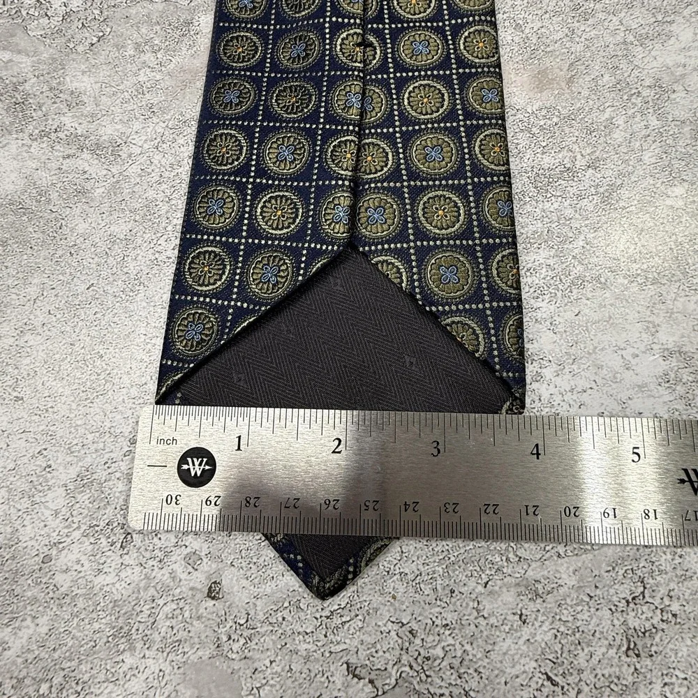 Bruno Piattelli Silk Tie Mens One Size Blue Geometric Made In USA‎ Necktie